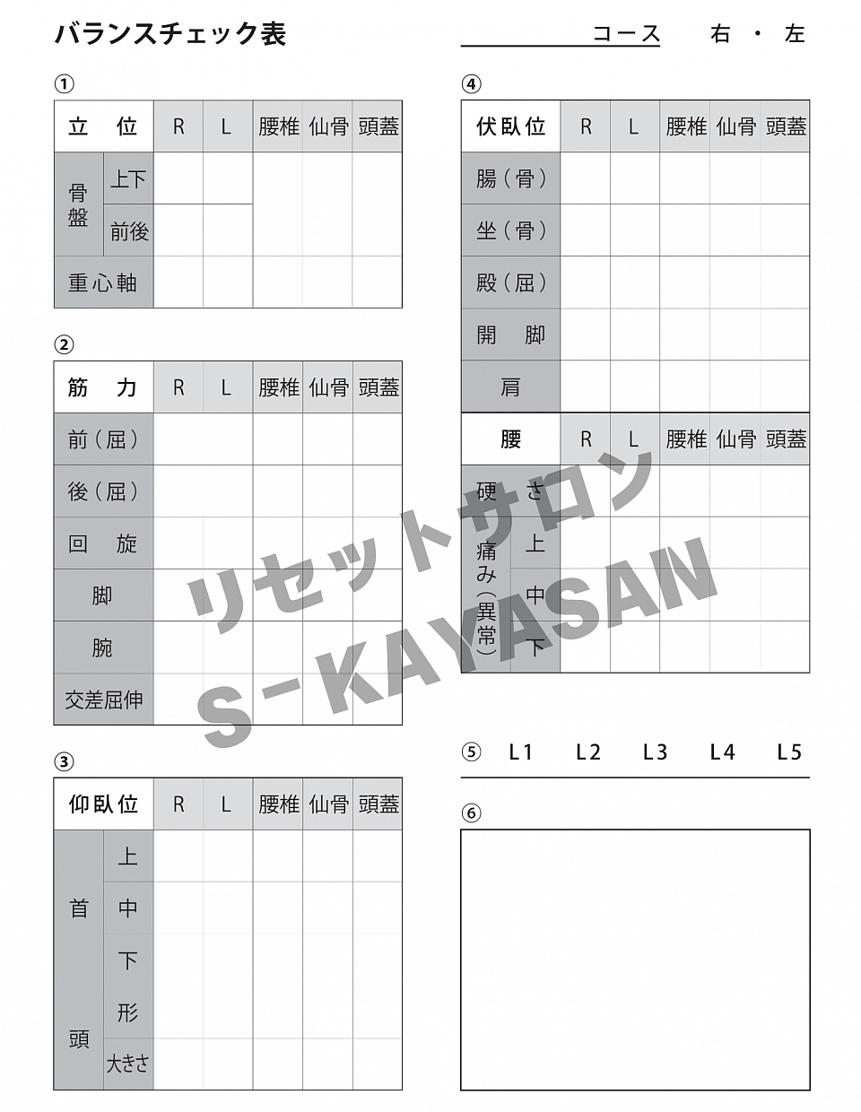 バランスチェック表（16項目テスト）