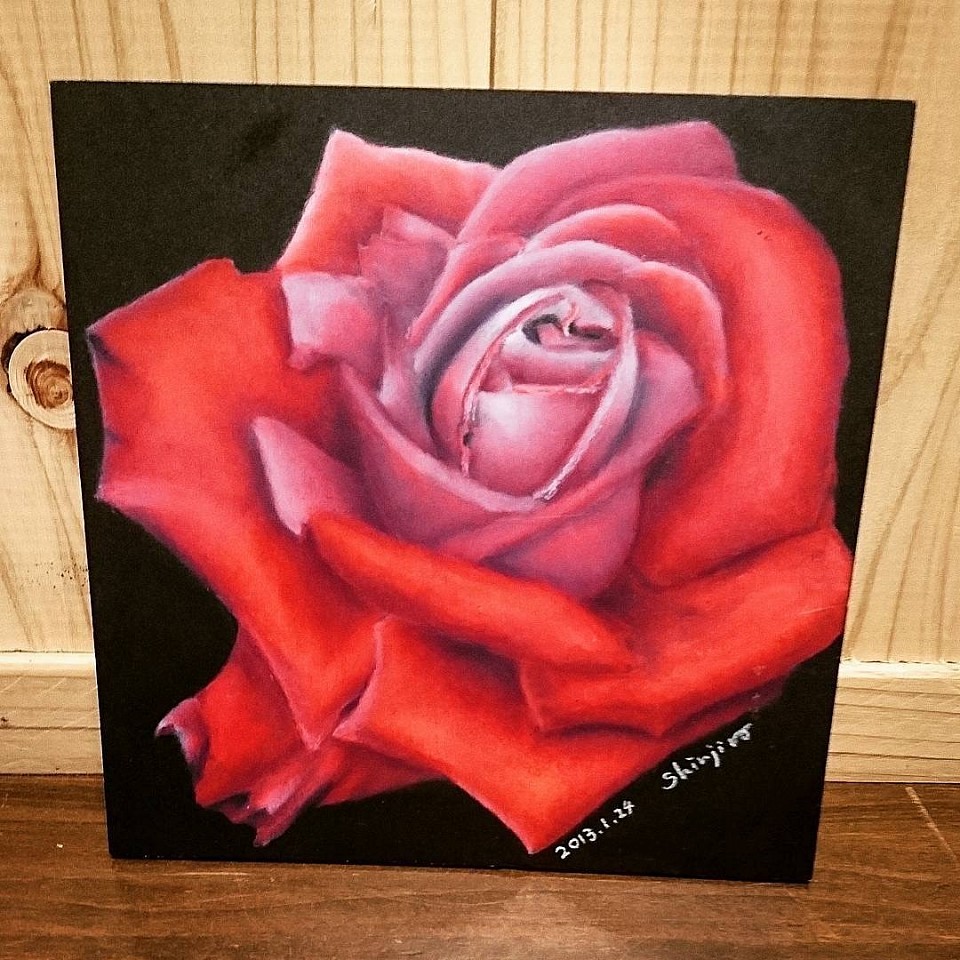 2013年1月に初めて描いた作品「赤いバラ」